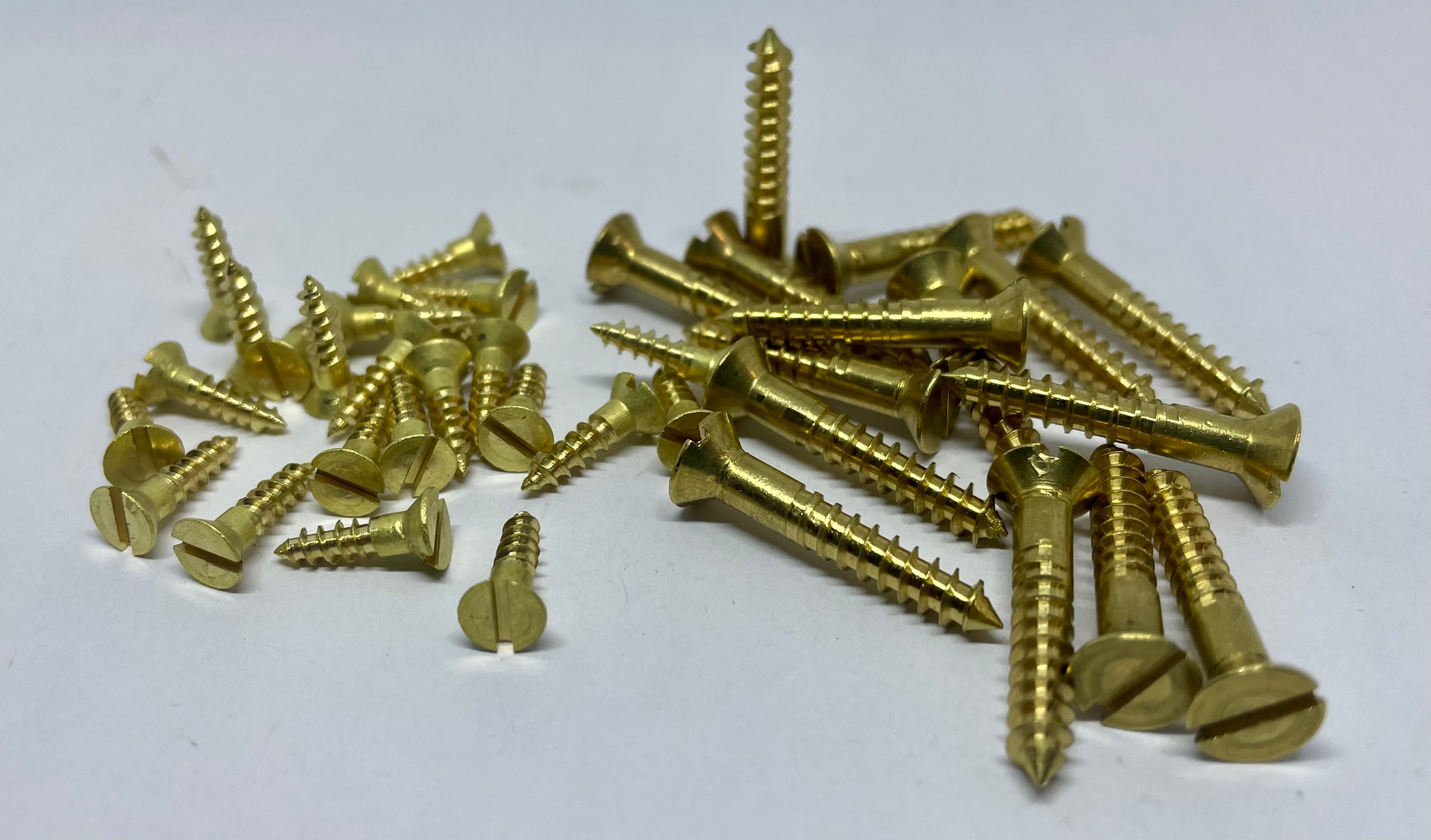 Slotted Flat Head Wood Screws, Brass – Blacksmith Bolt & Rivet Supply