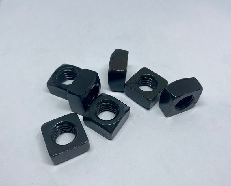 1/2"-13 Regular Square Nuts, Black Zinc