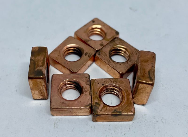 1/4"-20 Square Machine Screw Nuts, Copper Plate