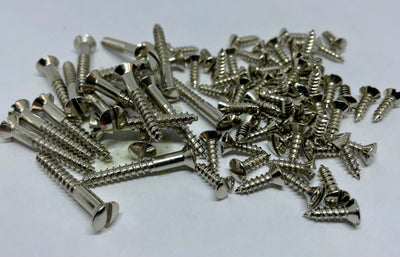 Slotted Oval Head Wood Screw, Nickel Plated