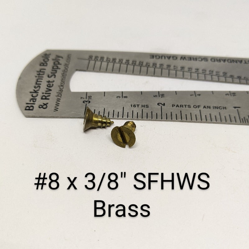 Fastenere #5 X 3/8 Inch Slotted Flat Head Solid Brass Wood Screws (Qty 50) - Commercial Grade 360