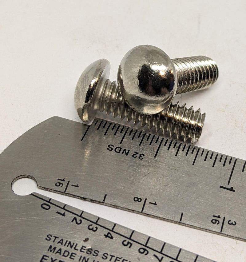 1/4"-20 X 3/4" Unslotted Round Head Machine Screws, Nickel Plate