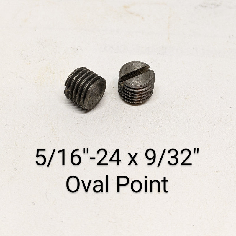 5/16"-24 X 9/32" Slotted No Head Setscrews, Oval Point, Plain