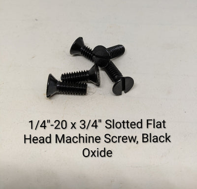 1/4"-20 x 3/4" Slotted Flat Head Machine Screws, Black Oxide