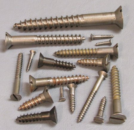 Assorted flat head wood screws