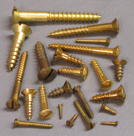 "Slotted Oval Head Wood Screws, Brass"