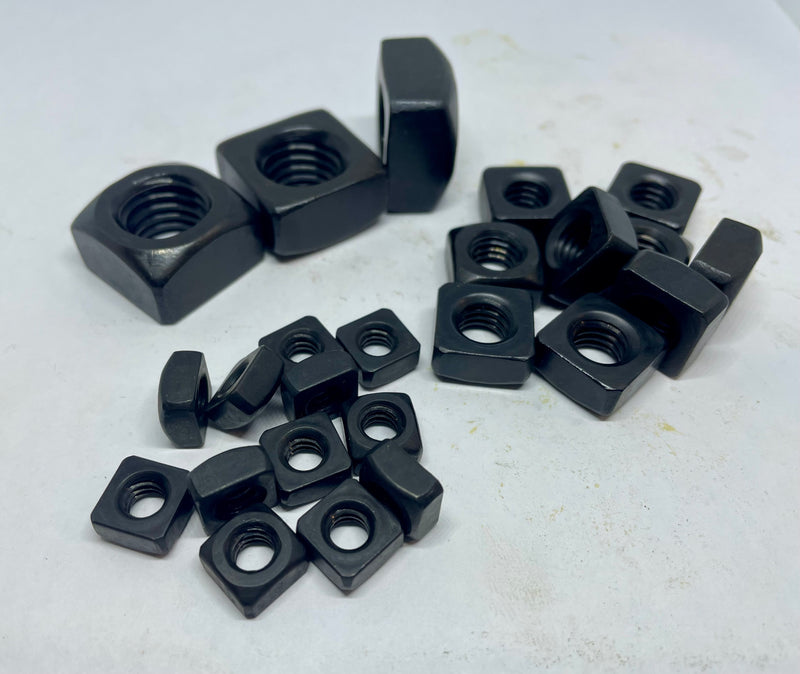 1/4"-20 Regular Square Nuts, Stainless Steel, Black Oxide