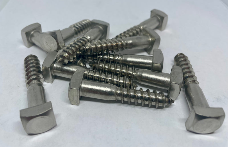 1/2" x 1" Square Head Lag Bolts, Stainless Steel